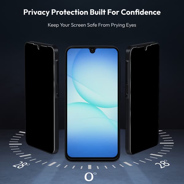 2-Pack Samsung A17 Privacy Screen Protector - Tempered Glass | [Automatic Installation] - Bubble-Free Samsung A17 Privacy