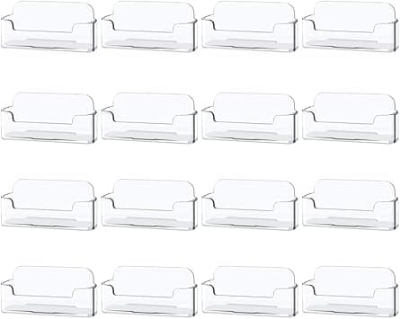 [13R] 16-pack Clear Desktop Business Card Display Stand, Plastic