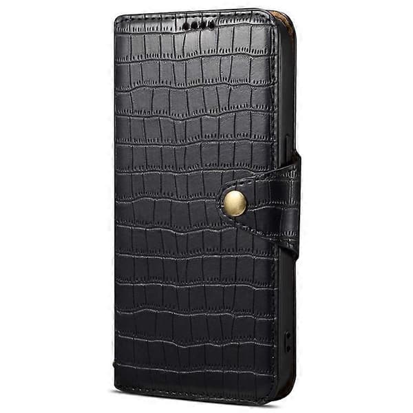 Compatible with iPhone X / XS Wallet Case Anti-Scratch PU Leather Case Stand Crocodile Texture Cover [DB] Black