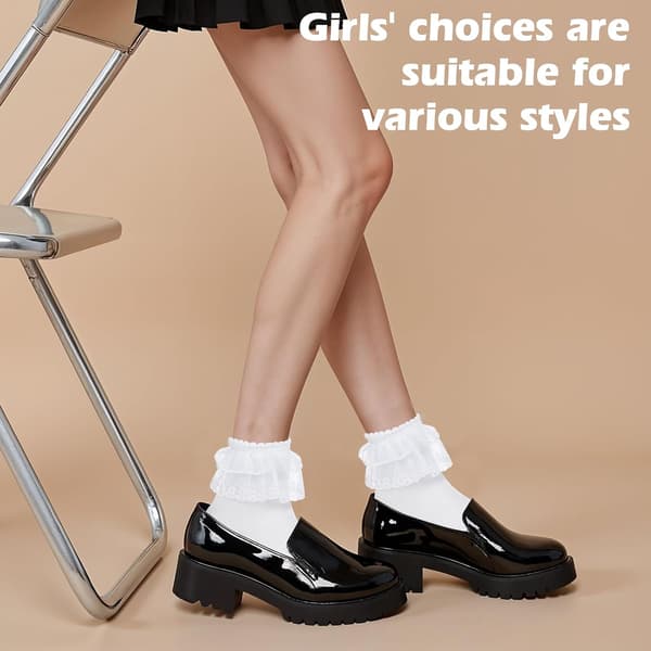 【13】3 par hvide ankelstrømper i blondedesign til kvinder