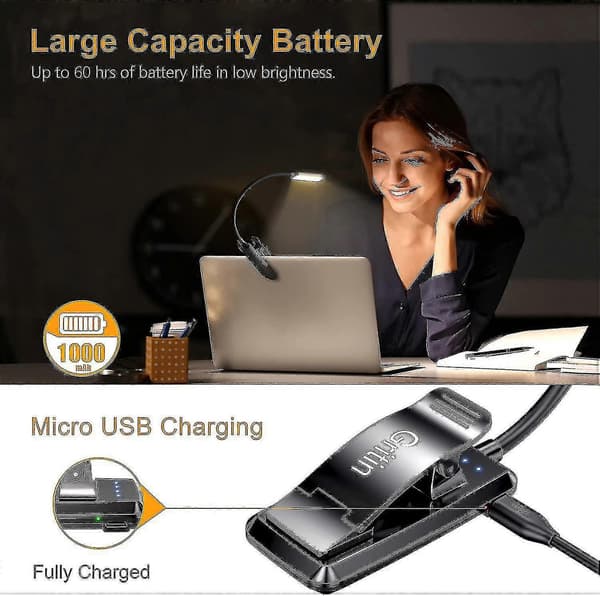 Rechargeable 9 LED Reading Light with Warm and Cool White Light Options
