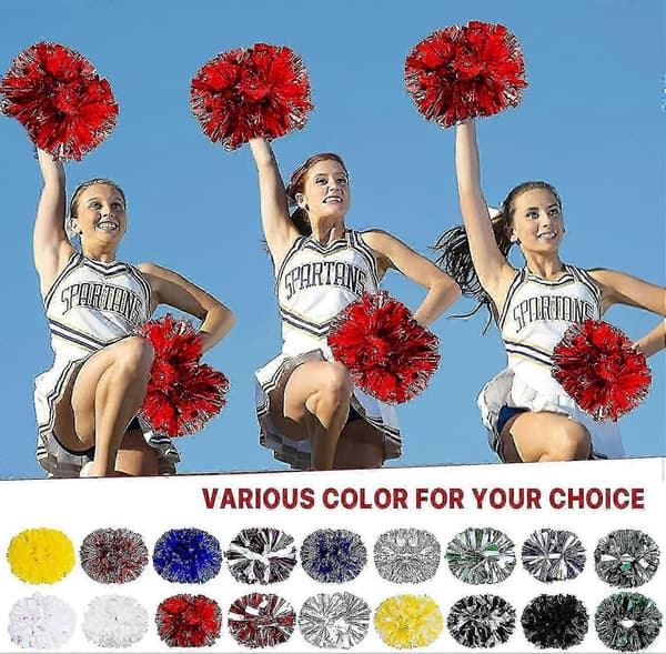 4 stk. Cheerleading Pomponer til Cheerleader Kostume Kvinder, 2 Par Cheer Pomponer All Red