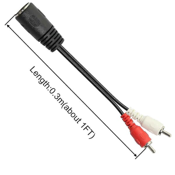 DIN 5-pin til RCA-kabel for lydsystemer, 1FT hunn til 2 hann-kontakter