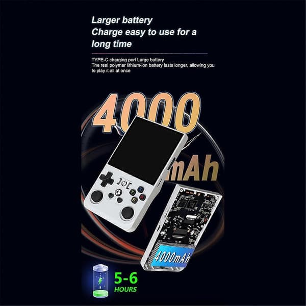 R36MAX Retro Spillekonsol 128GB 4.0 Tommer IPS Skærm til Linux System Bærbar Håndholdt Videoafspiller Forudindlæste Spil C Grey