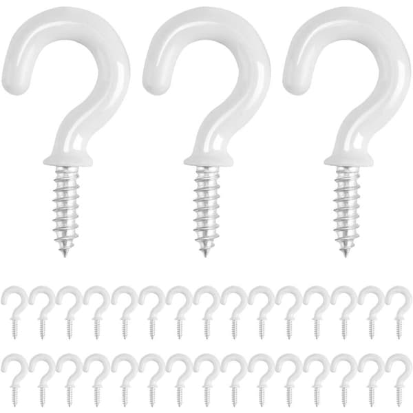 30 Pieces White Screw Hooks, 1/2 Inch Ceiling Hooks to Screw In