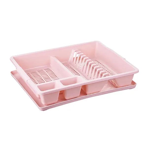 [13]Large Dish Rack Strong Plastic Holds Up To 12 Plates Pink[co]