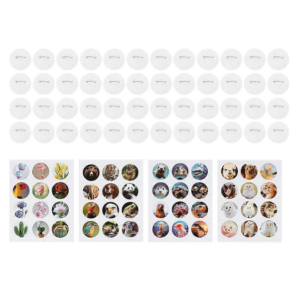 Simple Button Machine for Badges, DIY Pin Button Press Machine 48pcs Button Parts