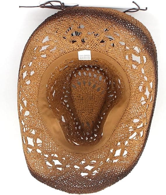 [13]Hule stråcowboyhatte til kvinder - Sommerstrandhat Western Solhat Bøjelig Boho Stråcowboyhat Brown