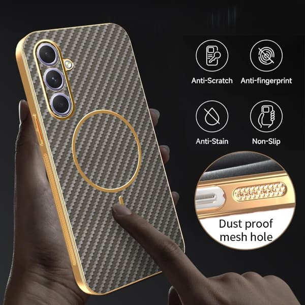 Mobilskall til Samsung Galaxy A55 5G Karbonfiberteksturert TPU - Brun