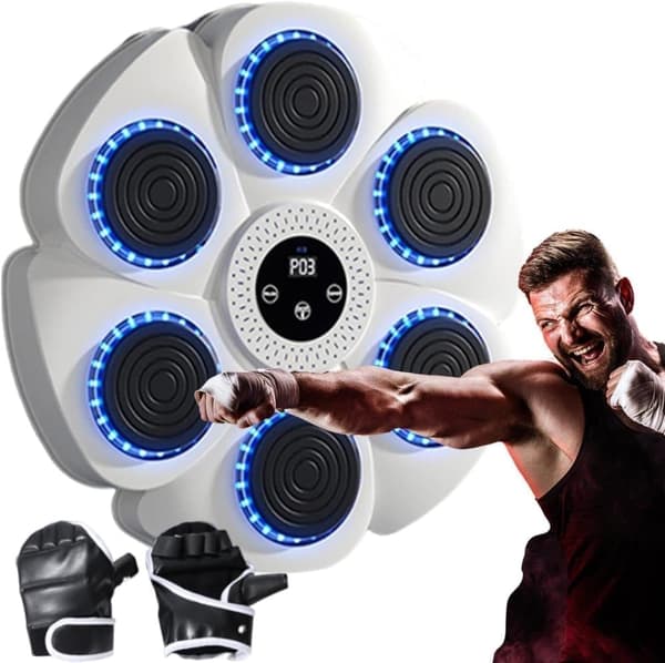 Musical Boxing Machine, Smart Wall-Mounted Boxing Machine - Bluetooth with Boxing Gloves for Adults and Children, 9 Speeds and Countdown Functions A