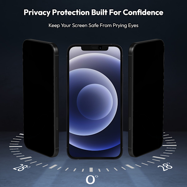 2-Pack iPhone 12 Privacy Screen Protector - Tempered Glass | [Automatic Installation] - Bubble-Free