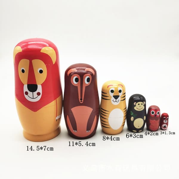 Babushka Nesting Matryoshka Træ Russiske Nesting Dukker Legetøj Gave i Dyreform