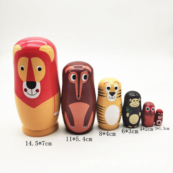 Babushka Nesting Matryoshka Trä Ryska Nesting Dockor Leksak Present i Djurform