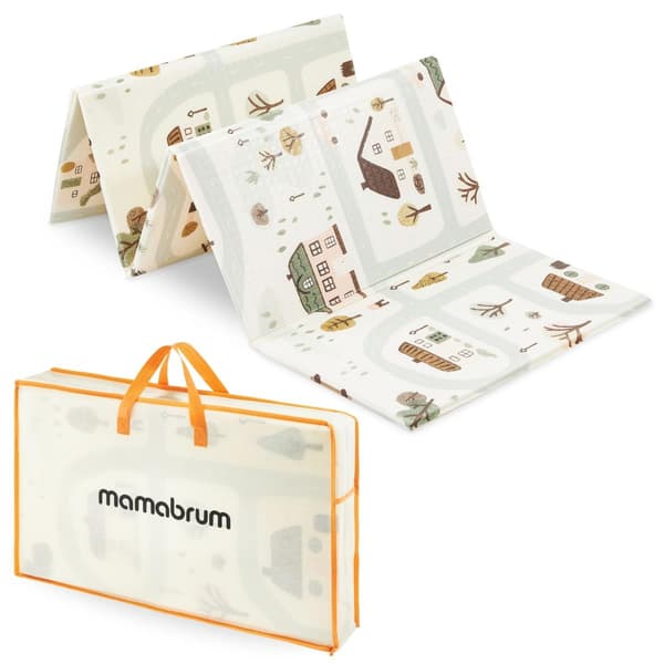 Dubbelsidig vikbar skummatta 180 x 120 x 1 cm - Charming Town/Sand Beige Charming Town