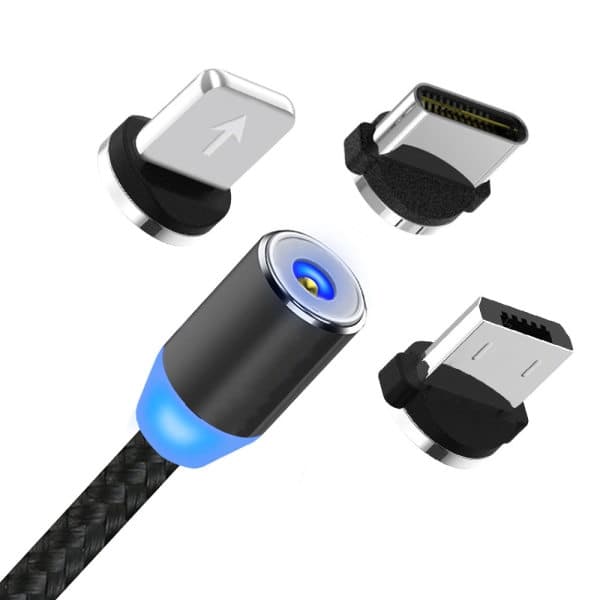 4-pak magnetisk ladekabel, 3-i-1 selvoprullende telefonkabel