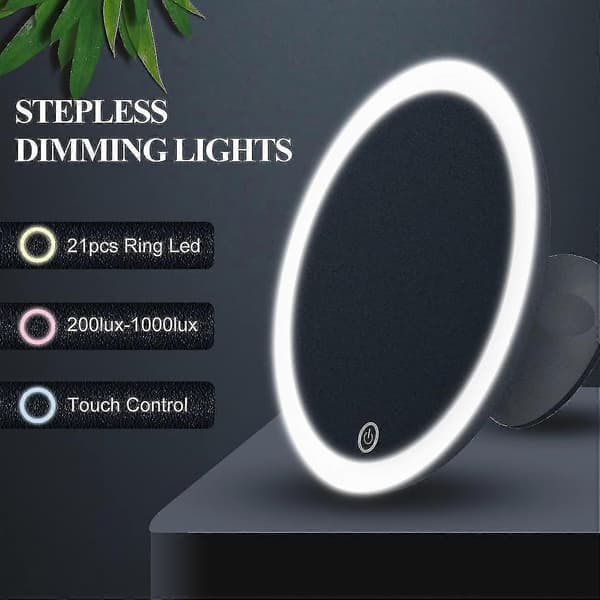 [13R] 7x Magnifying Makeup Mirror with Lighting, with Lockable Suction Cup, Portable Cosmetic