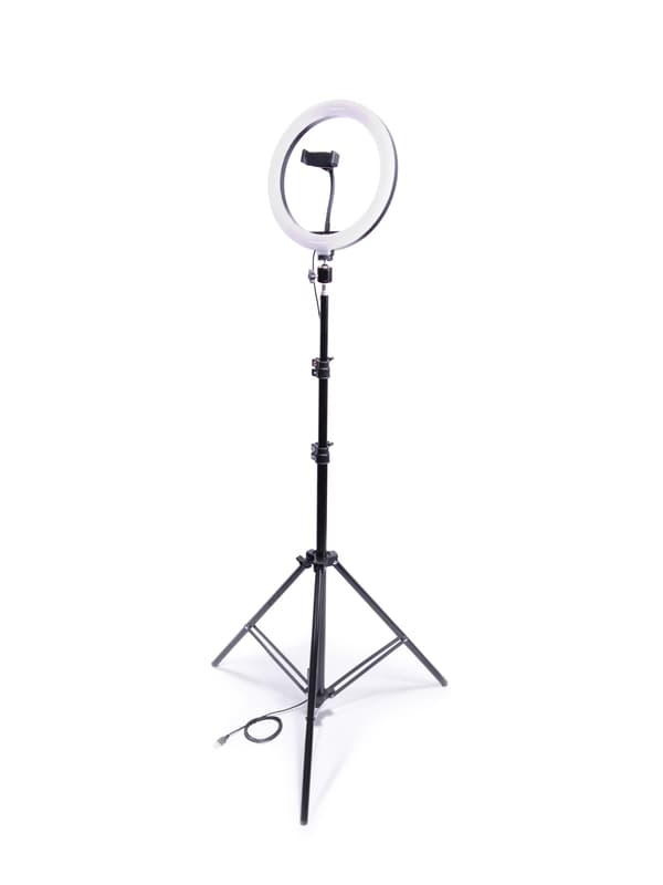 LED-ringlampe 26 cm 60W USB med stativ 220 cm og mobilholder 820