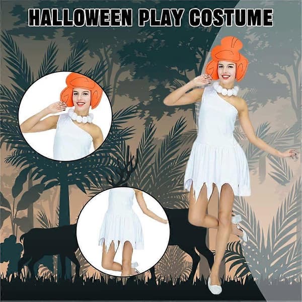 Vit Grottmänniska Cosplay Kostym för Kvinnor Halloween Fest Rollspel Kläder DD116