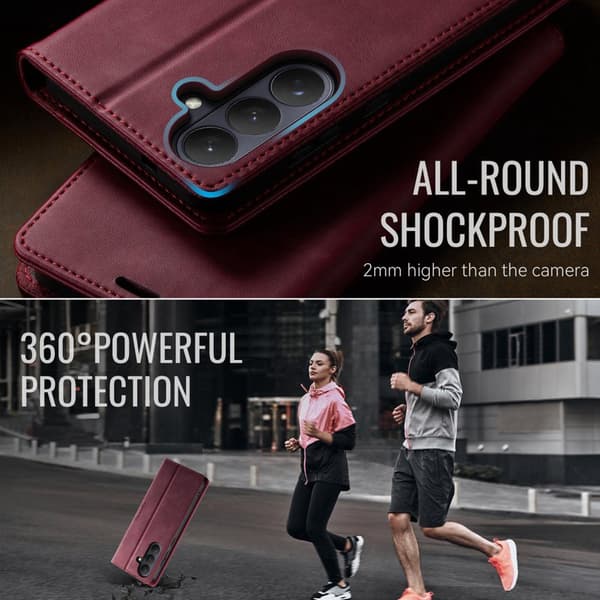 CaseMe Wallet Case for Samsung Galaxy S26 Artificial Leather RFID - Red