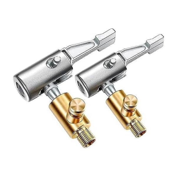 2 st Låsbar Luftchuck Däckpump, Metall Låsbar Däckluftchuck med Luftutsläppsventil, 8mm Standard Copper ColorSilver