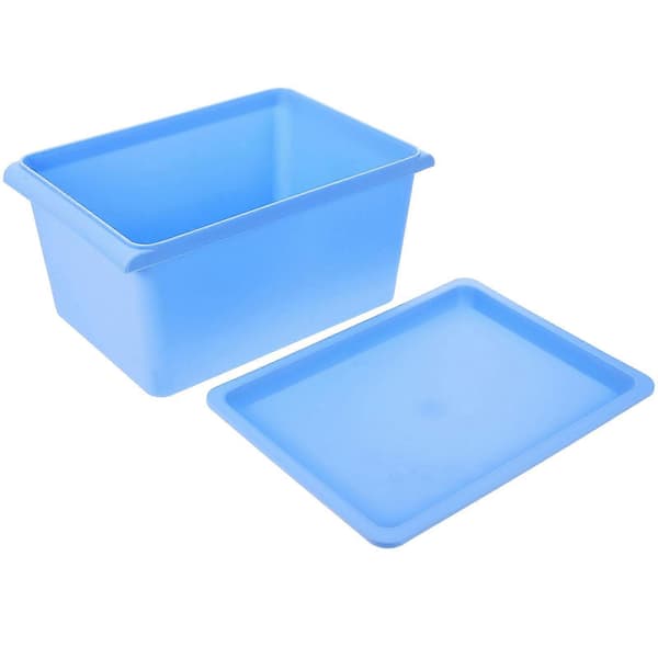 Liten blå oppbevaringsboks i plast for oppbevaring, rektangulær organisator