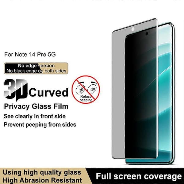 HW IMAK For Xiaomi Redmi Note 14 Pro+ 5G Note 14 Pro 5G Poco X7 5G Anti-Spy Tempered Glass Screen Protector