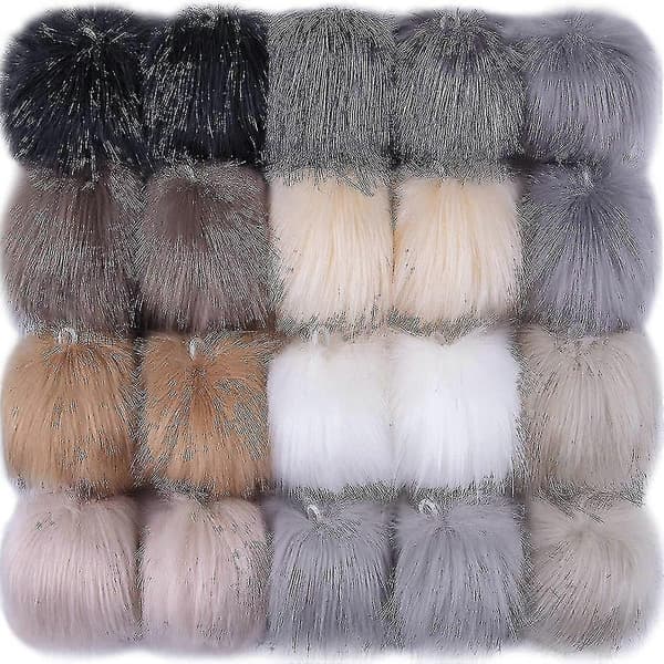 20 stycken DIY fuskpäls fluffig pompom med elastisk ögla för hattar nyckelringar halsdukar handskar väskor