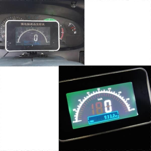 Bil lastebil 12V/24V 2-i-1 funksjoner Digitalt speedometer hastighetsmåler+kilometerteller LCD-instrumentpanel Black