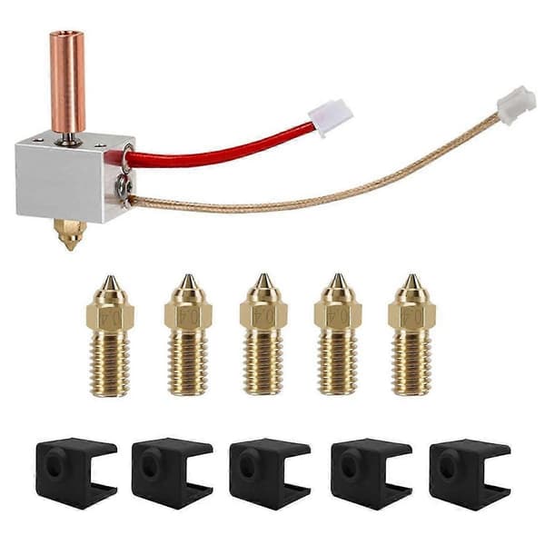 Hotend varmeblok-sæt til Neptune 4/4 Pro, 3D-printer Hotend varmeblok-sæt med 5 stk. silikonesokker og dyser