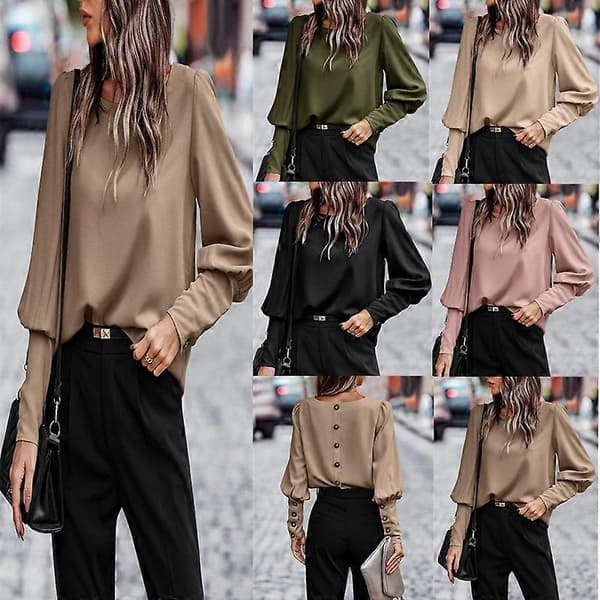 Damebluser, elegant skjortebluse, chiffonbluse, forretningstopp