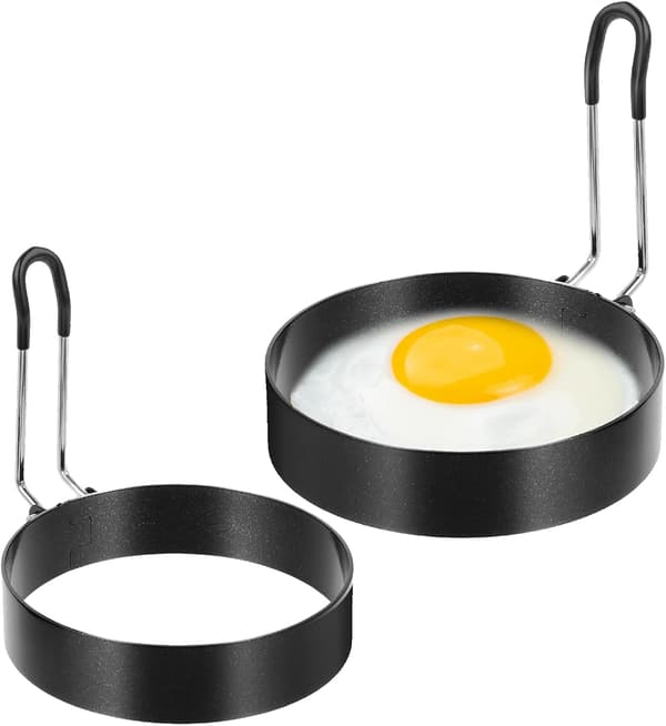 [13]Dimeho 2-pakks eggeringer for steking av egg non-stick rustfritt stål stekt eggering grillpanne pannekakemaker runde eggkokeringer