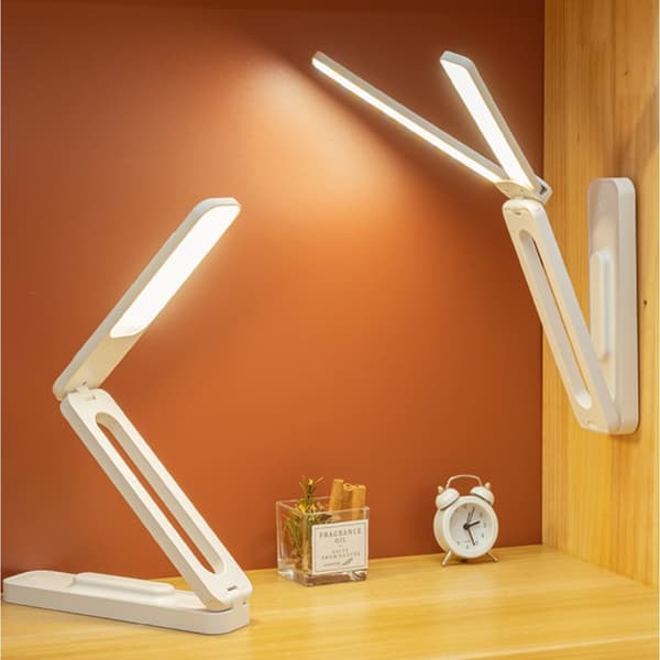 Foldable Dual-Head Desk Lamp - Touch Control, Eye-Protection LED Reading Light