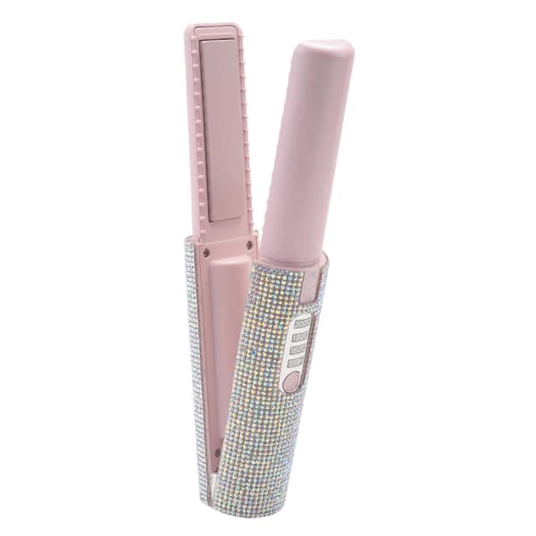 2-i-1 elektrisk USB-håruträtningsborste, plattång, multifunktionell kam för styling Pink