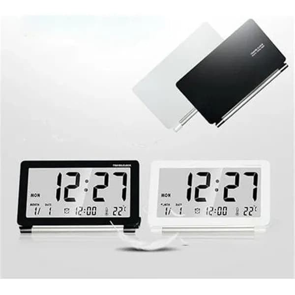 LCD Alarm Clock Ultra-thin Foldable Travel Alarm Clock Portable Digital Alarm Clock (White)
