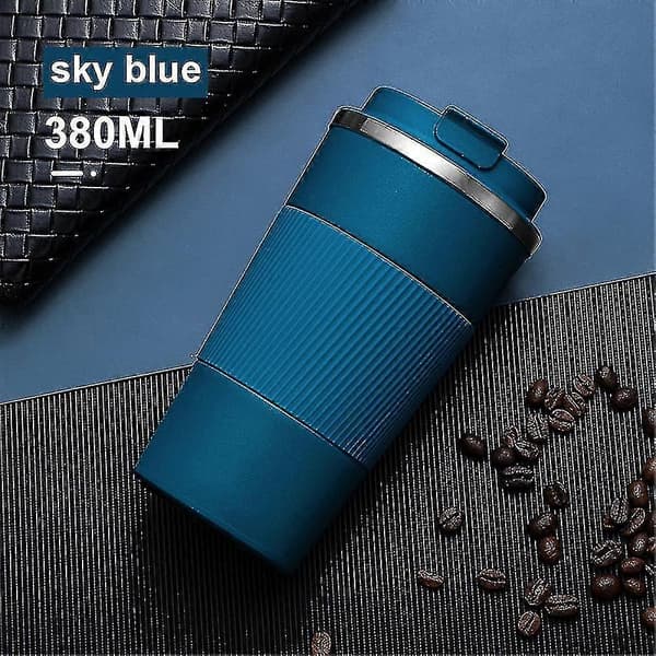 Isoleret kaffekrus termisk rustfrit stålflaske vakuumtermokande Blue 380ml