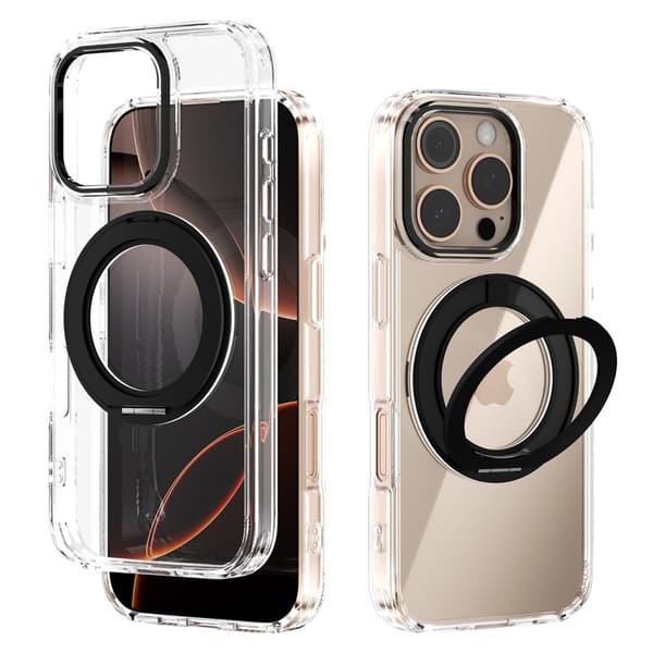 ABEEL Q-LUCK Phone Case for iPhone 16 Pro Shockproof With Kickstand Black