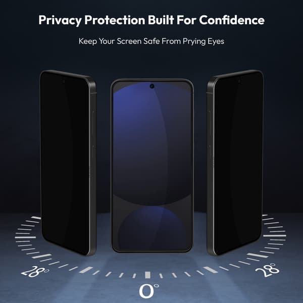 2-Pack Samsung S24 FE Privacy Screen Protector & 2-Pack Lens Protector - Tempered Glass | [Automatic Installation] - Bubble-Free
