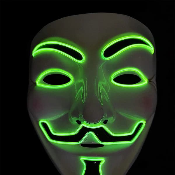 Let LED V-Vendetta EL-tråd Lys Halloween Fest Kostume, grøn
