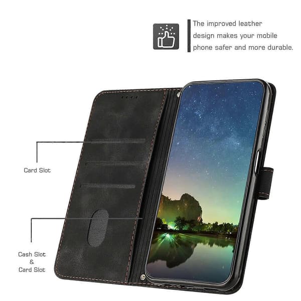 Protective PU Leather Flip Case Compatible with Honor Magic 7 Lite Black