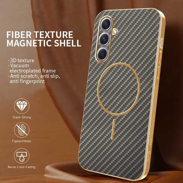 Mobilskall til Samsung Galaxy A55 5G Karbonfiberteksturert TPU - Brun