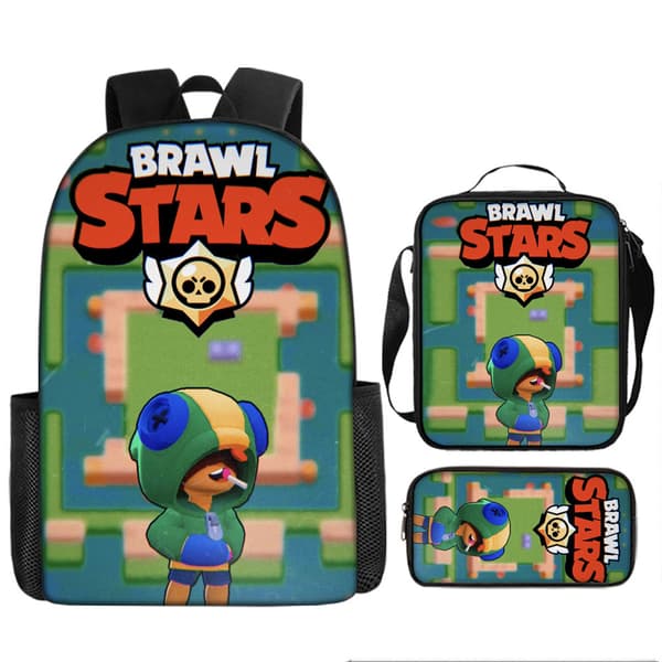 2026 Brawl Stars Backpack 3-piece set 17 inch Game Backpack + Shoulder Bag + Pencil Case 17 17 pencil case