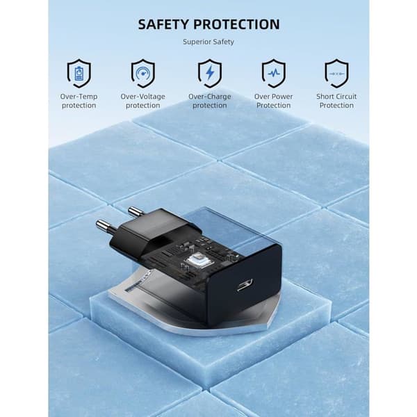 60W USB-C Fast Charger for Samsung Galaxy S26 Ultra/A17/A16/A56/A36 – USB-C Wall Plug with 1m Black USB-C Cable