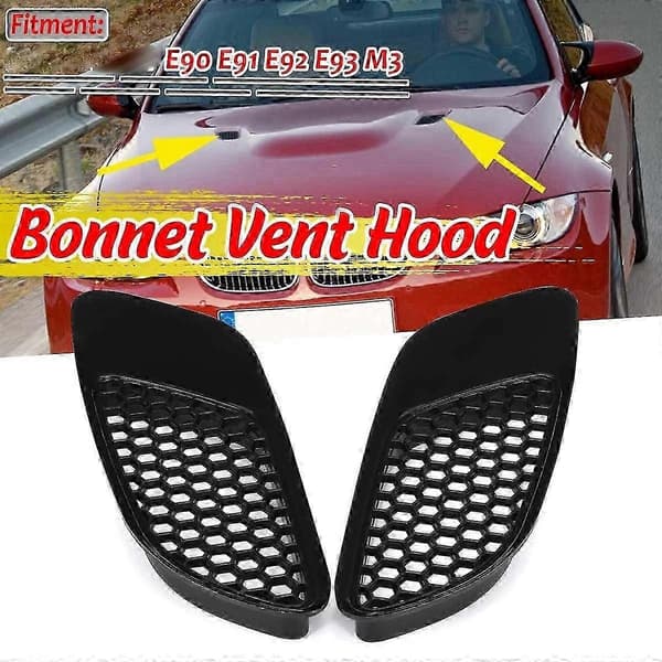 2 STK til ægte M3 Model Bil Front Air Scoop Motorhjelm Udluftningsgitter til E90 E91 E92 E93 M3 AB Black