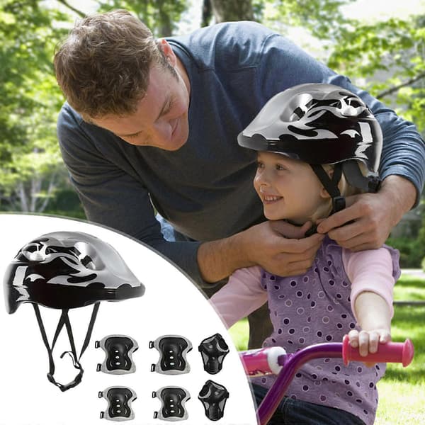 7 st/set Barnhjälm Knä Armbågsskydd Cykel Skateboard Skydd Black