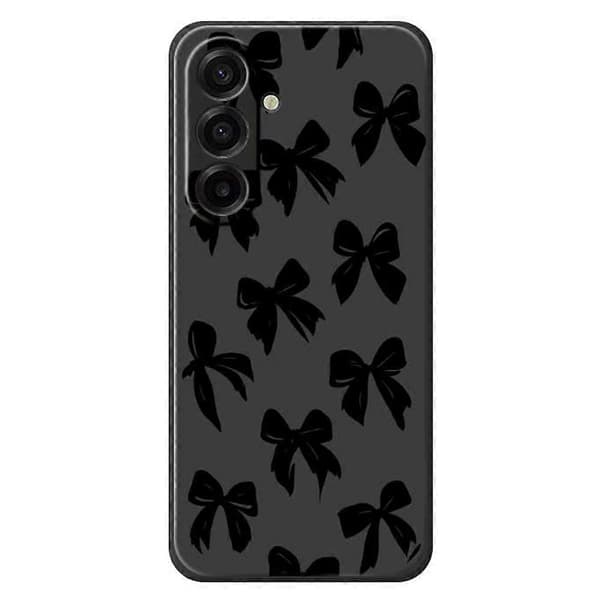 TKdaddy Sort Bow Mønster Tryk Lige Kant TPU Telefon Bagcover til Samsung Galaxy A17 5G