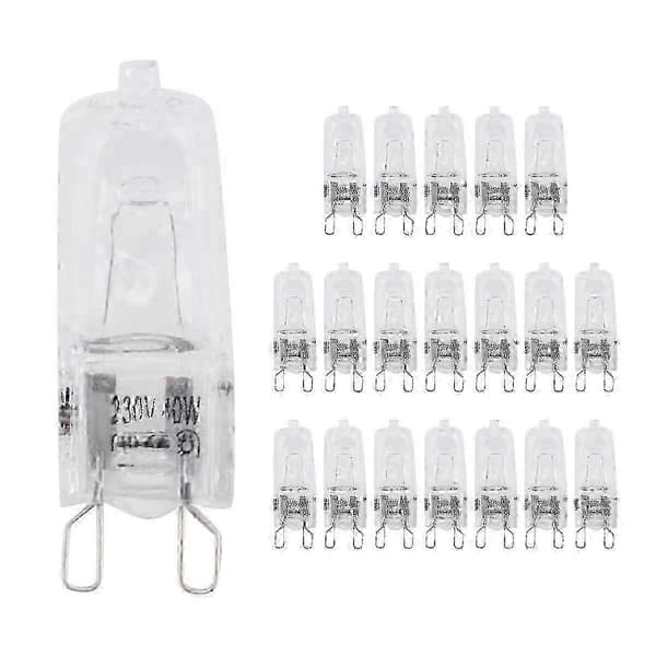 20 stk G9 halogenpærer, 25w klare halogenlamper dimbare, 2800k G9 halogenpærer 40W