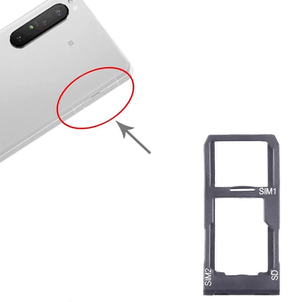 For Sony Xperia 5 II KOMPATIBEL SIM-kortskuff + SIM / Micro SD-kortskuff (svart) Black