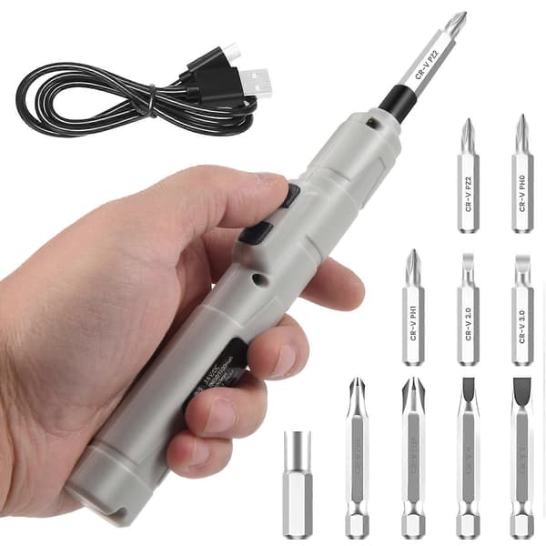 Electric Screwdriver 3.6V Small Cordless Screwdriver, USB Fast Charging Screwdriver Set, Pen-sized Mini Screwdriver White