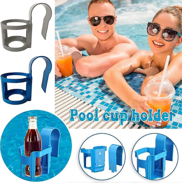【13】Poolside Krusholder Spildfri Drikkeholder til Overjordiske Pools, Pool Drikkeholder til Festblå1stGrå rund stil, 3stk