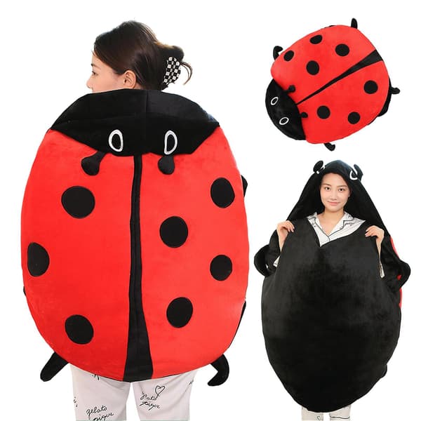 Wearable Ladybug Pillow Cute Warm Sleeping Wearable Plush Removable Oversized 100cm/39.4in Giant Red 60cm Red red 60cm